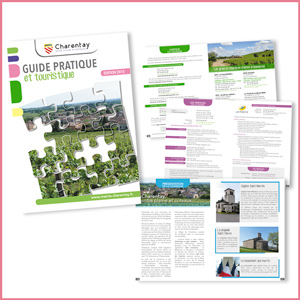 brochure guide touristique Charentay, graphisme, mise en page